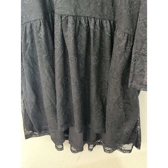 Torrid Lace Empire Waist Tunic Blouse Womens Size 3 Black Whimsigoth Sheer Sleev - Picture 11 of 12